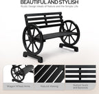 VINGLI Rustic Wooden Wheel Bench Outdoor Bench, Patio Bench Wagon Slatted Seat - Image 5