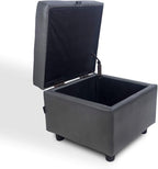 H&B Luxuries Tufted Leather Square Flip Top Storage Ottoman Cube Foot Rest - Image 8