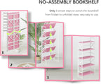 4NM 5 Tiers No Assembly Book Shelves, 51.2" H Folding Bookshelf Bookcase Open - Image 6