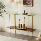 LumFurn Glass Console Table for Living Room, Foyer & Entrance, 2-Tiers - Image 3