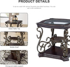 26.3'' Dark Brown Retro Wooden End Coffee Table - Image 4