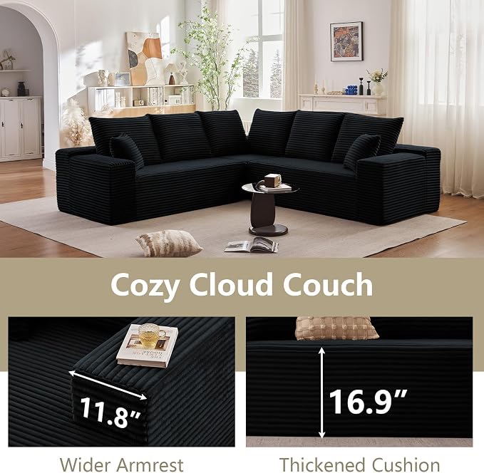 Sectional Cloud Couch for Living Room, Modular Floor Deep-Seat Sofa, Big Comfy - Image 7