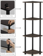 Furinno TURN-N-TUBE Corner Shelf, 4-Tier Corner Bookshelf, Display Storage - Image 5
