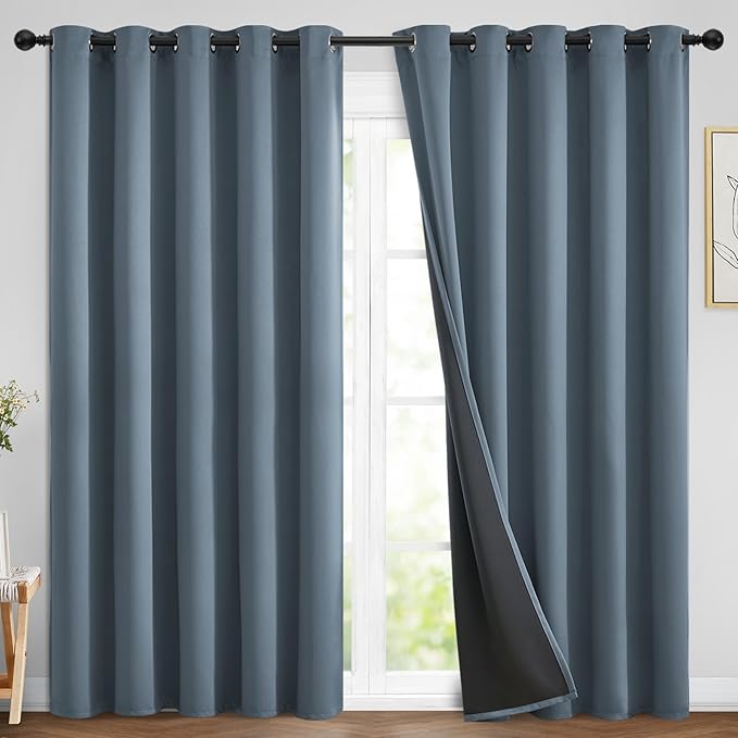 Yakamok Stone Blue 100% Blackout Curtains 84 Inches Long 70" Wide 2 Panel | by Yakamok