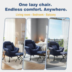 Lazy Chair with Ottoman, Large Accent Chair with Ottoman and a Throw Pillow - Image 7