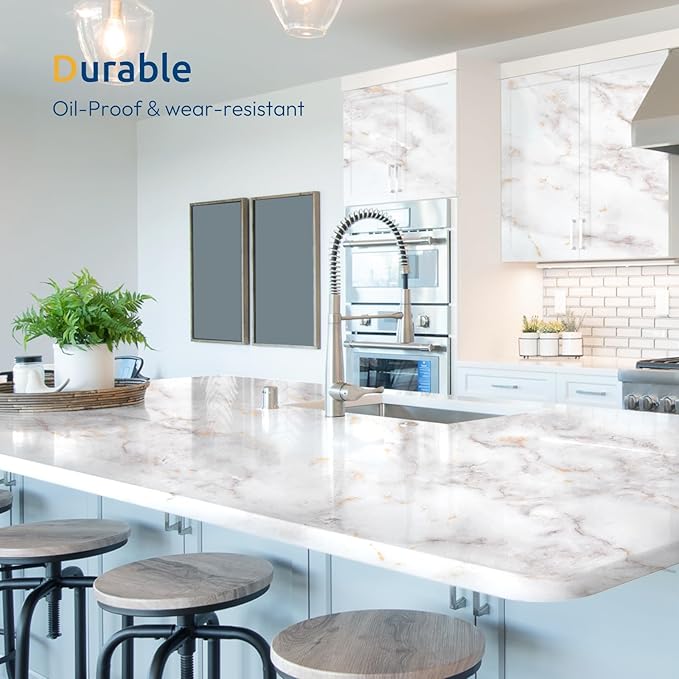 rabbitgoo Glossy Marble Contact Paper Peel and Stick Wallpaper 23.6" X 196.8" - Image 5