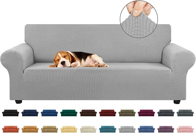 Stretch Couch Covers for Sofa, 3 Cushion Couch Slipcover, Elastic Bottom for by KEKUOU
