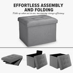 LINMAGCO Small Storage Ottoman Stool Foot Rest Stool Under Desk Stool Short - Image 7