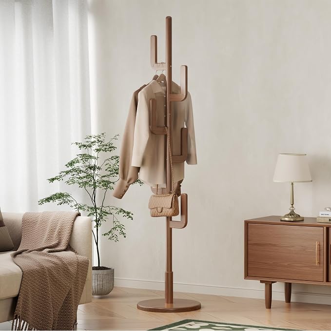 Muwuele Solid Wood Cactus Coat Rack, Freestanding Coat Rack - Image 8
