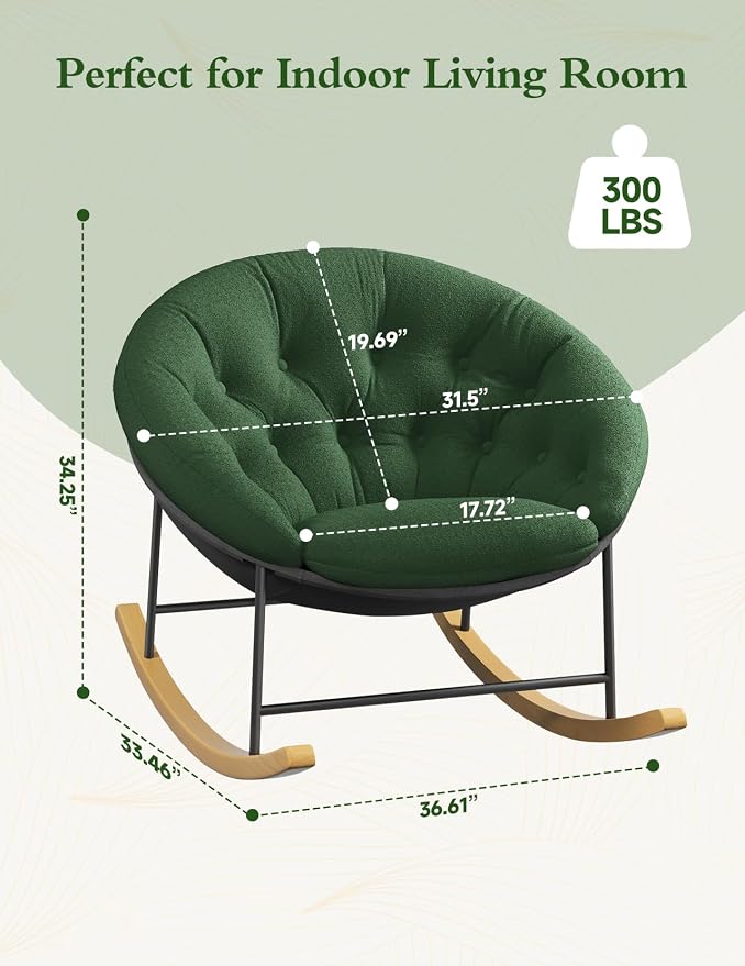 Kidirect Wide Rocking Chair Nursery, Comfy Saucer Nursery Rocking Chairs - Image 2