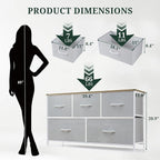5-Drawer Dresser for Bedroom, Anti-Tip Wide Storage Organizer Fabric Chest of - Image 3