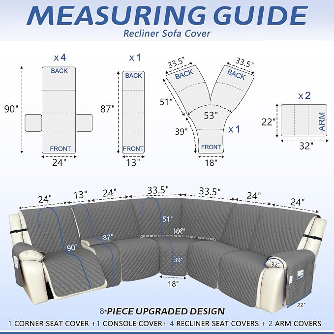 Arfntevss Recliner Sectional Couch Covers 1OO% Waterproof L Shape Sofa Cover - Image 2