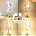 Fenmzee Floral Touch Lamp for Bedroom- 3 Way Dimmable Bedside Lamp USB C A - Image 2