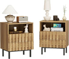 UEV Mid Century Modern Fluted Nightstand Set of 2, 2 Drawers End Table by YourHomeExcellentVendor