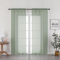 Sage Green Sheer Curtains 72 Inches Long 2 Panels Set, Transparent Voile Sheer by OWENIE