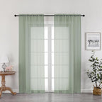 Sage Green Sheer Curtains 72 Inches Long 2 Panels Set, Transparent Voile Sheer by OWENIE