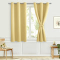 Short Blackout Curtains for Bedroom, Light Yellow, 42 x 45 Inch | Thermal by Hiasan