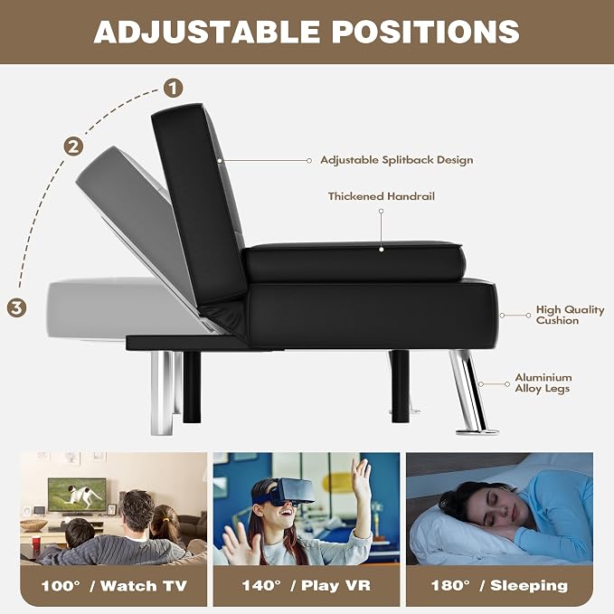 Homall Futon Sofa Bed, Leather Futon Couch - Image 5