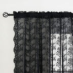 YJ YANJUN Vintage Lace Curtains 45 Inch Length-Victorian Dark Floral Pattern - Image 3