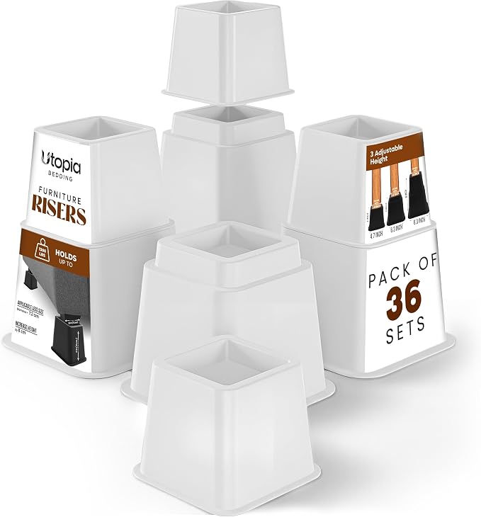 Utopia Bedding Bed Riser, 3 & 5 Inches Adjustable Furniture Risers by UTOPIABEDDING