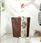 Small Wood Trash Can Wastebasket, Farmhouse Rectangular Garbage Can Waste Basket - Image 3