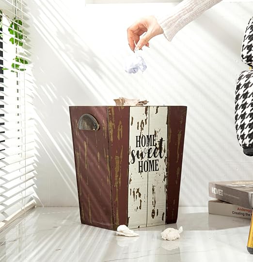 Small Wood Trash Can Wastebasket, Farmhouse Rectangular Garbage Can Waste Basket - Image 3