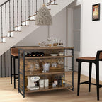PETSITE Industrial Home Bar Unit, Stationary Kitchen Island w/ 4-Tier Storage - Image 4