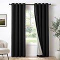 100% Blackout Linen Textured Curtains 90 Inch Long, Light Blocking, Thermal by 100BlackoutShield
