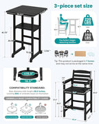 SERWALL Balcony Adirondack Chairs and Table 3 Pieces Set, Oversize Adirondack - Image 7