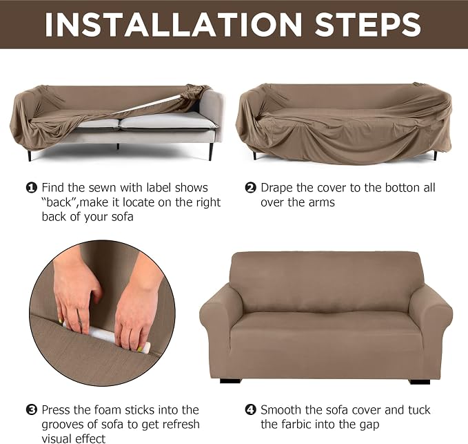 Peryiter 3 Pcs Couch and Loveseat Covers Set Sofa Cover - Image 3