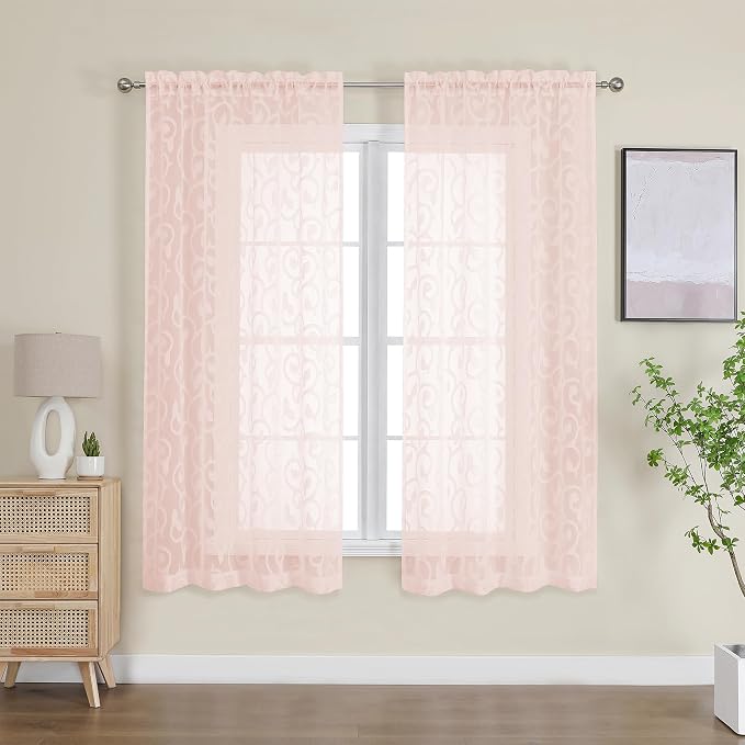Furman Blush Sheer Curtains 63 inch Length - Image 2