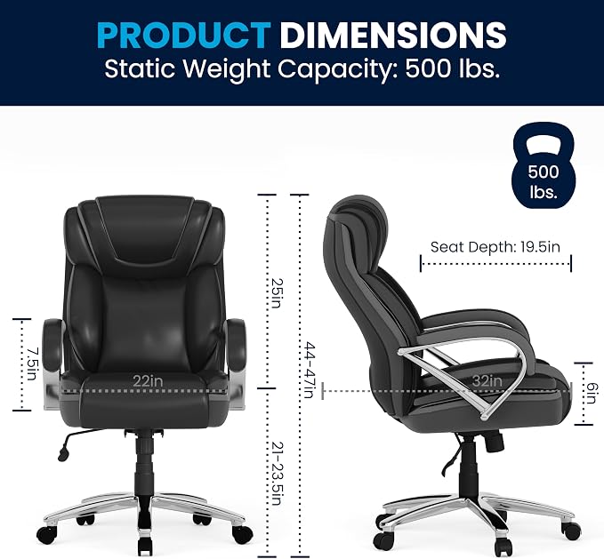 Flash Furniture HERCULES Series Big & Tall 500 lb. Rated Black LeatherSoft - Image 3