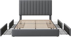 Allewie Full Size Storage Bed Frame, Vertical Channel Tufted Adjustable - Image 8