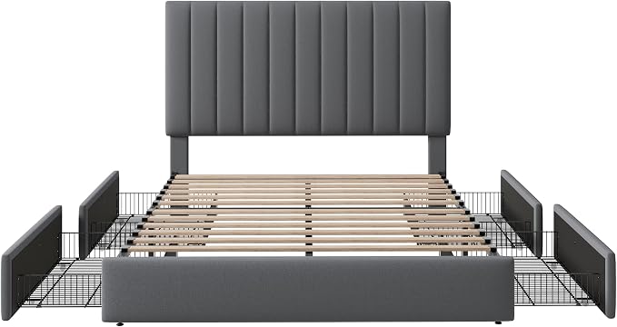 Allewie Full Size Storage Bed Frame, Vertical Channel Tufted Adjustable - Image 8