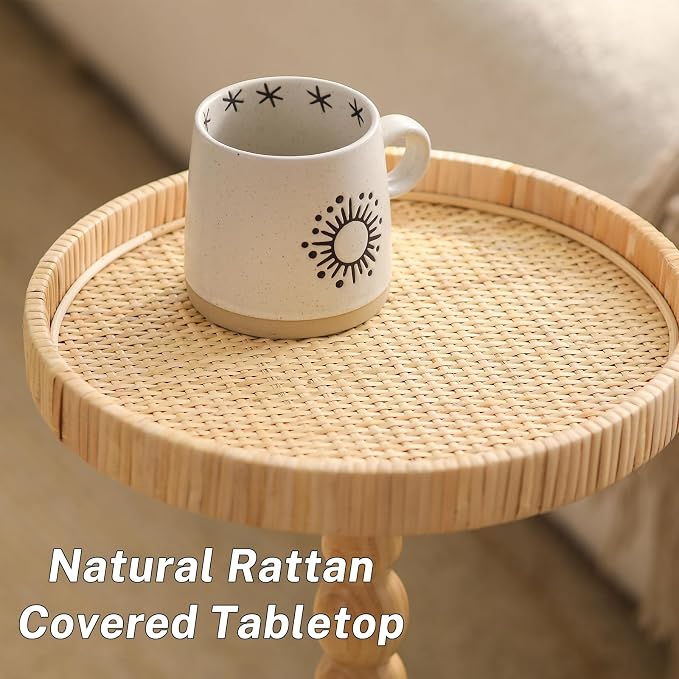Small Side Table，Rattan Round Drink Tables - Image 3