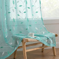 MIULEE Turquoise Sheer Curtains 2 Panels Leaf Patterned, W52 x L84 | by MIULEE