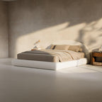 RECCI AirFrame Half-Moon Upholstered King Platform Bed Frame, Boucle Curved - Image 7
