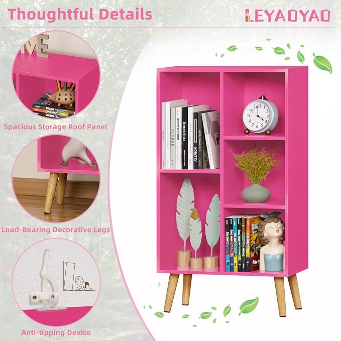 LEYAOYAO 5 Cube Bookshelf, 3-Tier Bookcase - Image 6