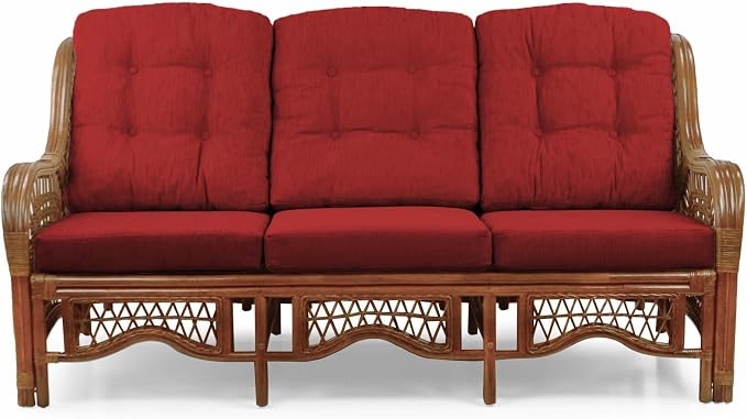 Malibu Lounge Set of 4: 2 Natural Rattan Wicker Chairs, Three-Seater Sofa - Image 9