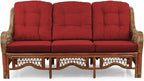 Malibu Lounge Set of 4: 2 Natural Rattan Wicker Chairs, Three-Seater Sofa - Image 9