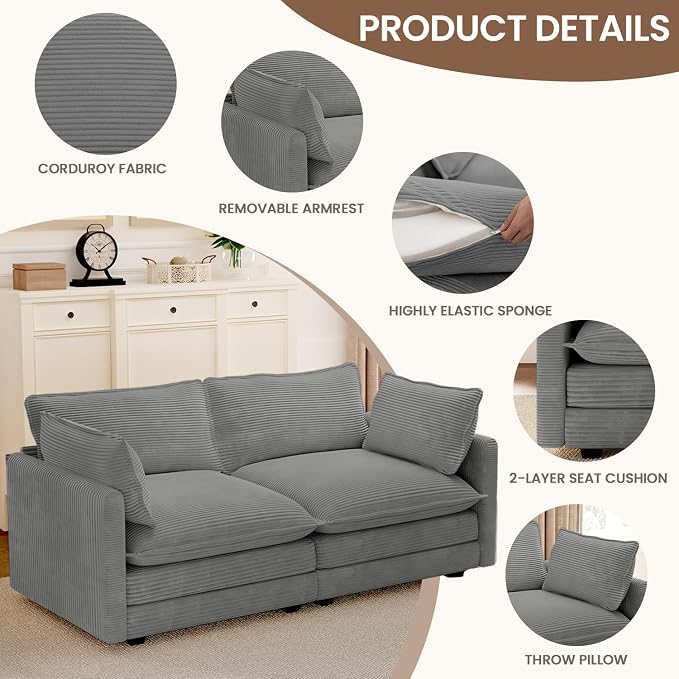 ROWHY 78'' Sectional 2 Seat Cloud Loveseat - Image 3