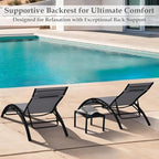 EROMMY Outdoor Chaise Lounge Set of 3, Reclining Patio Chairs - Image 3