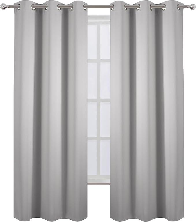 Blackout Curtains 42 x 95 inch/Light Grey Curtains Set of 2 Panels/Thermal - Image 2