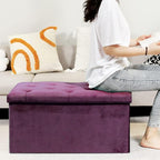 B FSOBEIIALEO Folding Storage Ottoman, Long Ottomans Shoes Bench, Velvet - Image 4