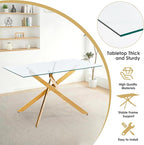 7-Piece Dining Table Set for 6, Modern Rectangular Glass Table - Image 7