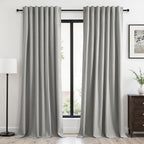 Grey Linen Blackout Curtains 95 Inch Long 2 Panels Back Tab Thermal Insulated by Topfinel
