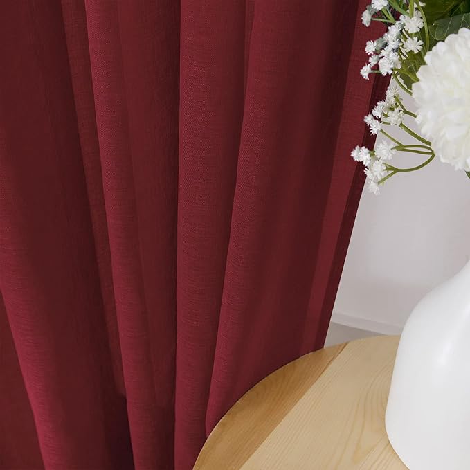 Tollpiz Sheer Tier Curtain Linen Textured Half Kitchen Curtains Sheer Light - Image 3