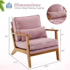 VINGLI Solid Wood Wide Armrests Accent Chair Set of 2, Upholstered Mid Century - Image 2