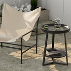 Gadroad Round End Table with Storage Shelf, 2 Tier Farmhouse Side Table - Image 8