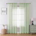 Light Green Sheer Curtains 84 Inches Long 2 Panels Set, Airy Voile Window by Lecloud
